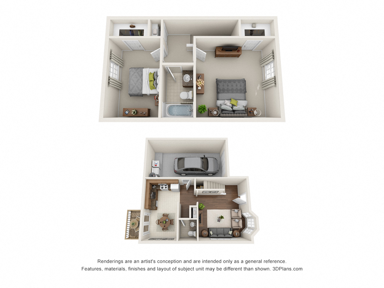Floor plan for 2 beds, 1.5 baths, 1084 sqft
